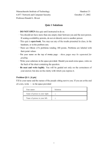 Massachusetts Institute of Technology Handout 21 6.857: Network