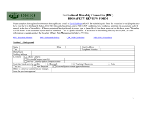 (IBC) BIOSAFETY REVIEW FORM