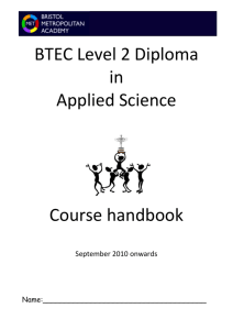 BTEC First Certificate in Applied Science