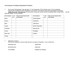 Environments of Sediment Deposition Worksheet