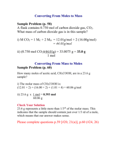 Sample Problem (moles ↔ mass)