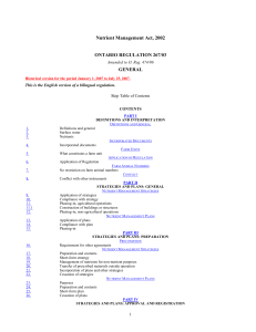 Nutrient Management Act, 2002 - O. Reg. 267/03