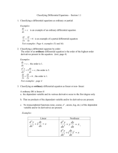Classifying Differential Equations – Section 1