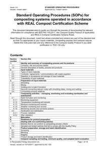 Standard Operating Procedures - Compost Certification Scheme