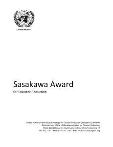 Sasakawa Award for Disaster Reduction United Nations
