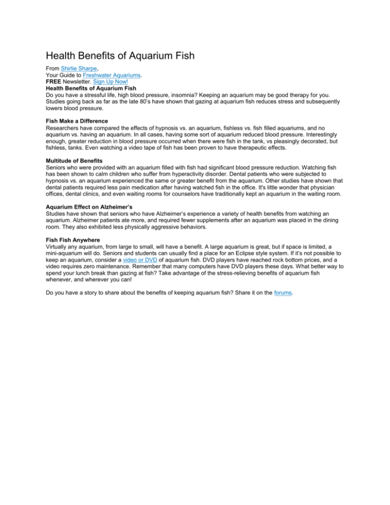 Health Benefits of Aquarium Fish