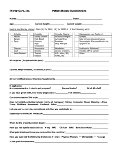 Park Cities Physical Therapy Patient History Questionnaire