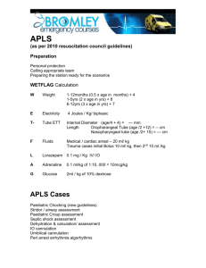APLS (as per 2010 resuscitation council guidelines) Preparation