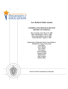 New Bedford Public Schools Coordinated Program Review Report