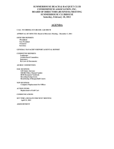 Agenda and Managers Report for Feb. 18, 2012