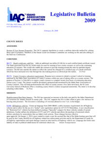 IAC PRIORITY LEGISLATION - Idaho Association of Counties