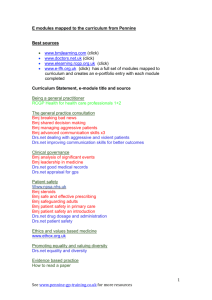 E modules mapped to the curriculum