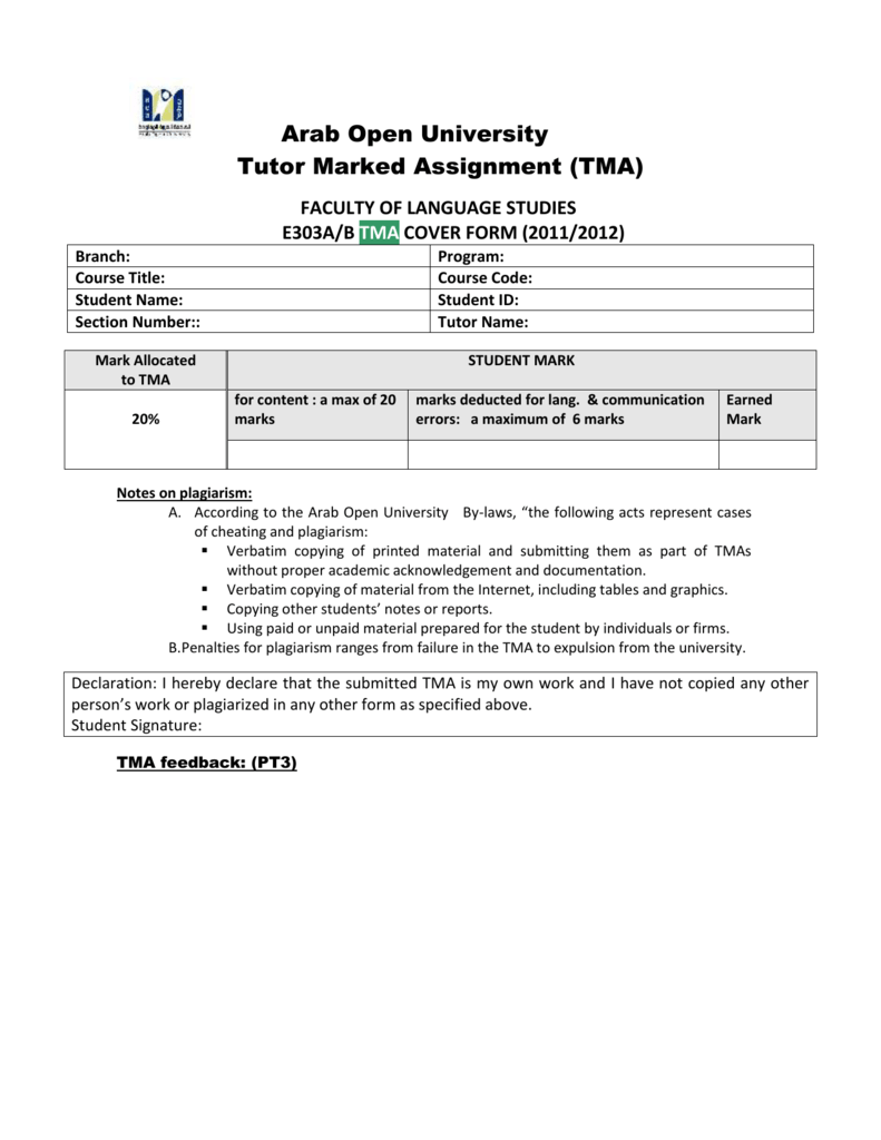 tutor marked assignment meaning