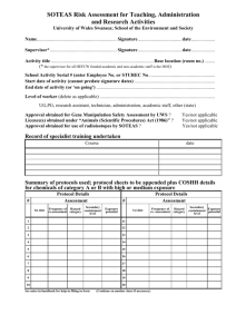 Identify here risks and control measures for work in this environment