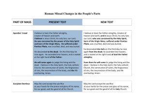 Roman Missal Changes in the People`s Parts (2)