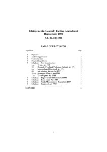 Infringements (General) Further Amendment Regulations 2008