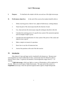 LAB EXERCISE : MICROSCOPY