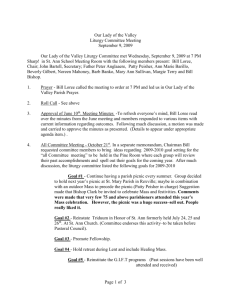 Liturgy Committee Meeting Minutes 9/9/09