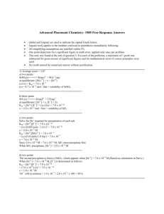 Advanced Placement Chemistry: 1985 Free Response Answers