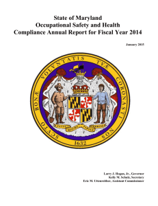 State of Maryland Occupational Safety and Health Compliance and