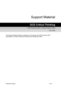 Critical reasoning - Scheme of work and lesson plan booklet