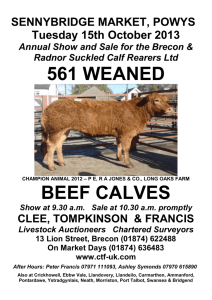 note to vendors - Brecon & Radnor Suckled Calf Rearers
