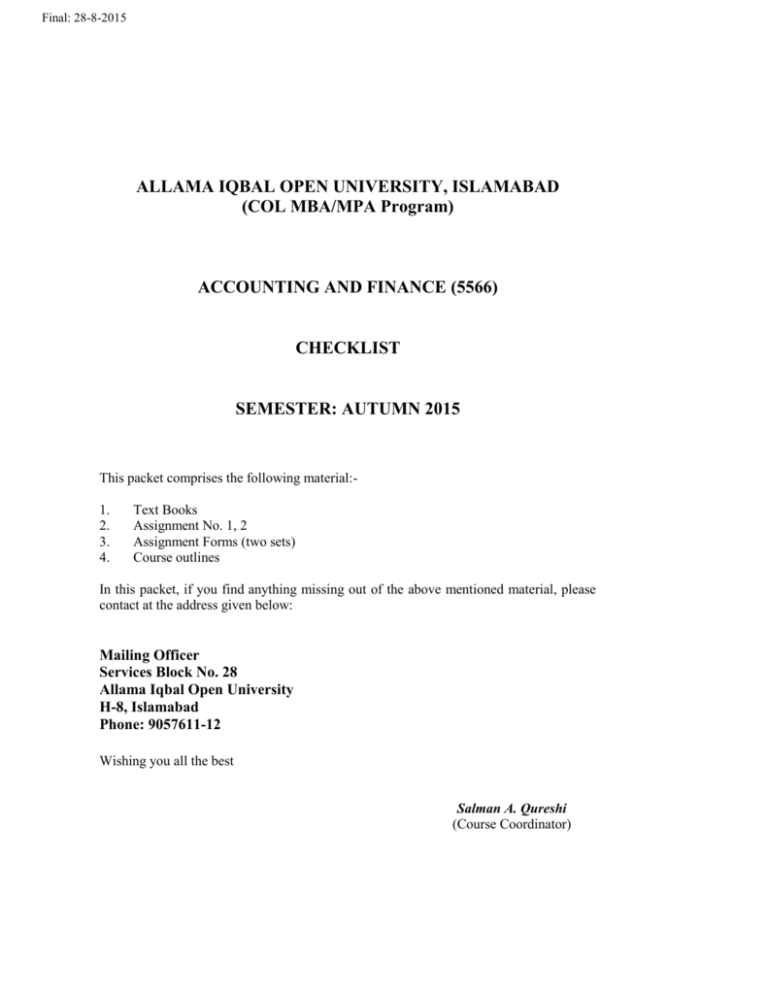 allama iqbal open university assignment form
