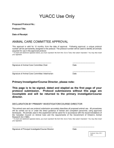 Animal Care Committee Protocol Form