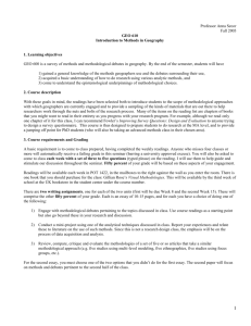 GEO 600 Analytic Methods in Geography