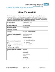 quality manual - Scarborough and North East Yorkshire NHS Trust