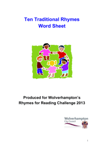 Nursery Words for Rhymes for Reading Challenge