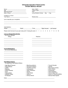 Patient History Form - Orthopaedic Specialists of North Carolina