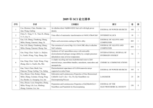 2009年SCI论文清单 序号 作者 文章题目 期刊 卷 期 1 Cao, Dianxue