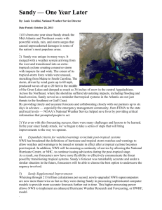 Sandy — One Year Later By: Louis Uccellini, National Weather