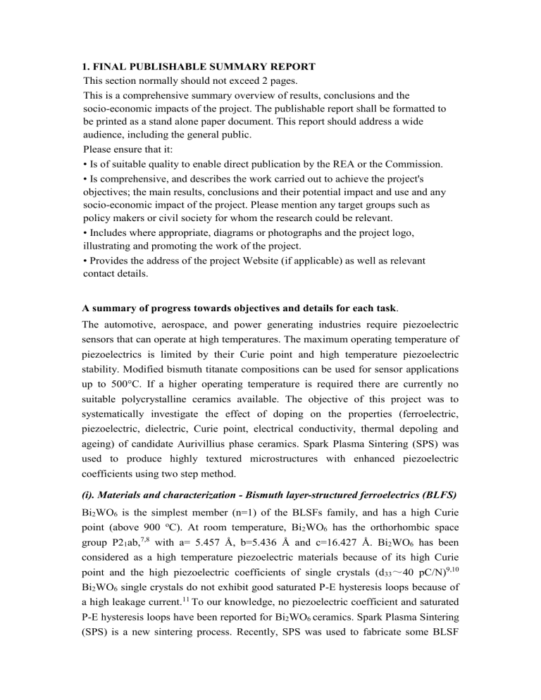 Final Report HITS (High temperature sensors)