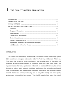 1 the quality system regulation