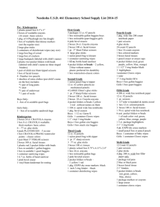 Neodesha U.S.D. 461 Elementary School Supply List 2014