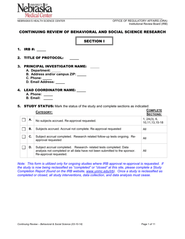 continuing-review-of-behavioral-and-social-science-research