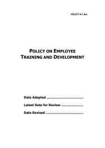 Policy 8.7 - Employee Training and Development