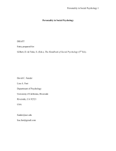 Personality in Social Psychology - RAP-II