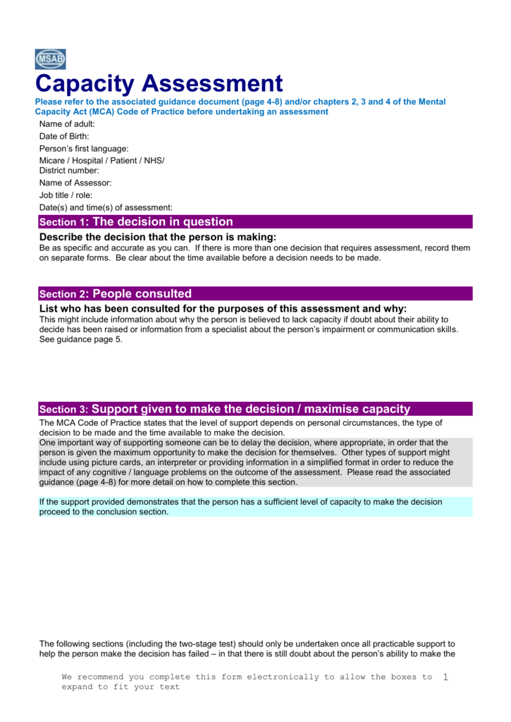 Capacity Assessment Template