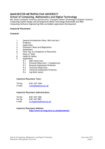 Industrial Placement Information For Students