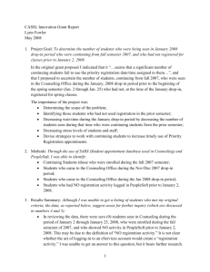 Counseling - Assessment of Continuing Student Registration Patterns