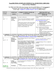 Foun1001/FD10A SEMINAR SCHEDULE for SEMESTER I (2009