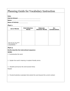 Planning Guide for Vocabulary Instruction