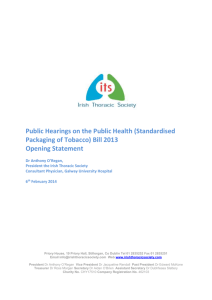 Public Hearings on the Public Health (Standardised Packaging of