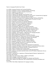 Topics in Language Disorders Issue Topics