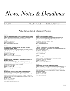 News, Notes & Deadlines - User Homepages @Drew University