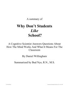 Daniel Willingham: Why Students don`t like School