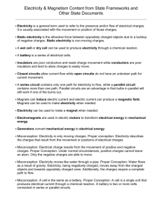 Electricity & Magnetism Content from the Frameworks